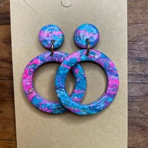 Tie-dye Polymer Clay Drop Earrings